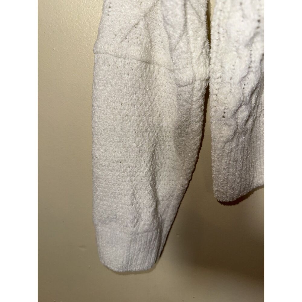 Pink Rose Ivory Patchwork Cable Knit Cropped Mock Neck Sweater Medium - Picture 3 of 8